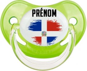 Drapeau effet pinceau République Dominicaine avec prénom Tétine Physiologique Vert classique