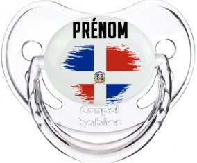 Drapeau effet pinceau République Dominicaine avec prénom Tétine Physiologique Transparent classique