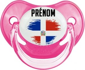 Drapeau effet pinceau République Dominicaine avec prénom Tétine Physiologique Rose classique