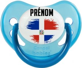 Drapeau effet pinceau République Dominicaine avec prénom Tétine Physiologique Bleue phosphorescente