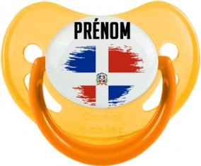 Drapeau effet pinceau République Dominicaine avec prénom Tétine Physiologique Jaune phosphorescente