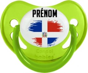 Drapeau effet pinceau République Dominicaine avec prénom Tétine Physiologique Vert phosphorescente