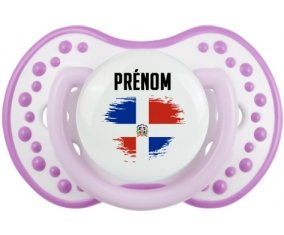 Drapeau effet pinceau République Dominicaine avec prénom Sucete LOVI Dynamic Blanc-mauve classique