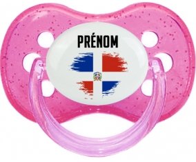 Drapeau effet pinceau République Dominicaine avec prénom Sucete Cerise Rose à paillette
