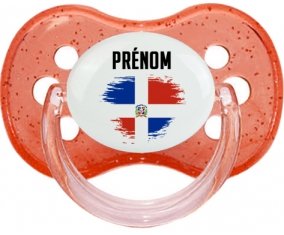 Drapeau effet pinceau République Dominicaine avec prénom Sucete Cerise Rouge à paillette
