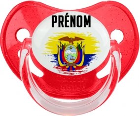Drapeau effet pinceau Equateur avec prénom Sucete Physiologique Rouge à paillette