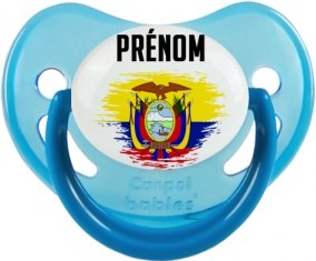 Drapeau effet pinceau Equateur avec prénom Sucete Physiologique Bleue phosphorescente