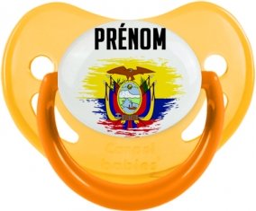 Drapeau effet pinceau Equateur avec prénom Sucete Physiologique Jaune phosphorescente