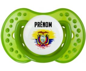 Drapeau effet pinceau Equateur avec prénom Tétine LOVI Dynamic Vert classique