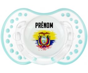 Drapeau effet pinceau Equateur avec prénom Tétine LOVI Dynamic Retro-blanc-lagon classique