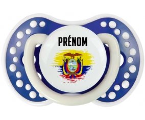 Drapeau effet pinceau Equateur avec prénom Tétine LOVI Dynamic Bleu-marine phosphorescente