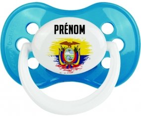 Drapeau effet pinceau Equateur avec prénom Sucette Anatomique Cyan classique
