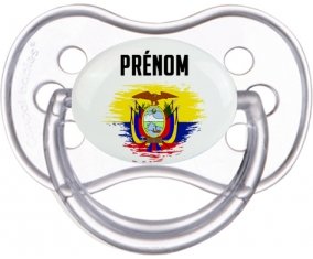 Drapeau effet pinceau Equateur avec prénom Sucette Anatomique Transparente classique