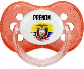 Drapeau effet pinceau Equateur avec prénom Sucette Cerise Rouge à paillette