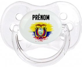 Drapeau effet pinceau Equateur avec prénom Sucette Cerise Transparent classique