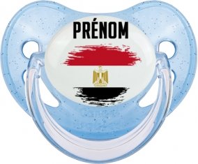 Drapeau effet pinceau Egypte avec prénom Sucette Physiologique Bleue à paillette