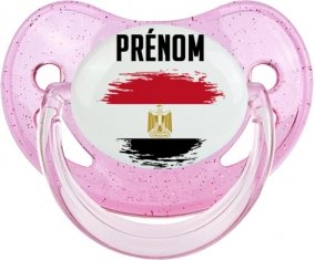 Drapeau effet pinceau Egypte avec prénom Sucette Physiologique Rose à paillette
