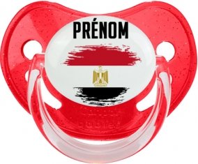Drapeau effet pinceau Egypte avec prénom Sucette Physiologique Rouge à paillette