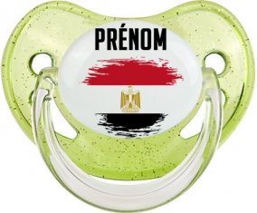Drapeau effet pinceau Egypte avec prénom Sucette Physiologique Vert à paillette