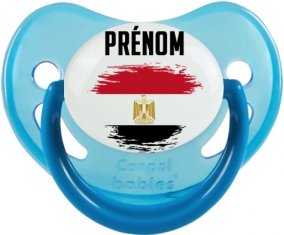Drapeau effet pinceau Egypte avec prénom Sucette Physiologique Bleue phosphorescente
