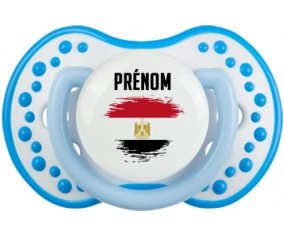 Drapeau effet pinceau Egypte avec prénom Sucette LOVI Dynamic Blanc-bleu phosphorescente