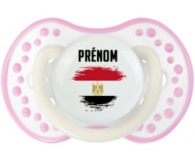 Drapeau effet pinceau Egypte avec prénom Sucette LOVI Dynamic Blanc-rose phosphorescente