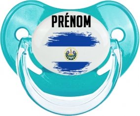 Drapeau effet pinceau Le Salvador avec prénom : Sucette Physiologique personnalisée