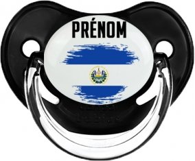 Drapeau effet pinceau Le Salvador avec prénom Sucette Physiologique Noir classique