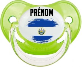 Drapeau effet pinceau Le Salvador avec prénom Sucette Physiologique Vert classique