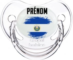 Drapeau effet pinceau Le Salvador avec prénom Sucette Physiologique Transparent classique