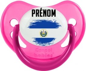 Drapeau effet pinceau Le Salvador avec prénom Sucette Physiologique Rose phosphorescente
