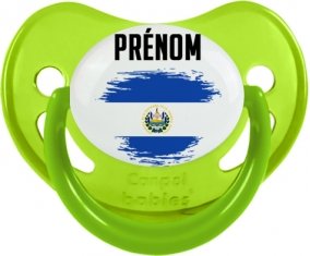 Drapeau effet pinceau Le Salvador avec prénom Sucette Physiologique Vert phosphorescente