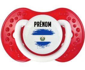 Drapeau effet pinceau Le Salvador avec prénom Sucette LOVI Dynamic Blanc-rouge classique