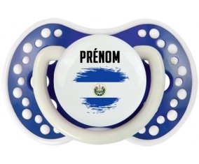 Drapeau effet pinceau Le Salvador avec prénom Sucette LOVI Dynamic Bleu-marine phosphorescente