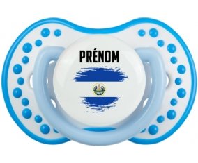 Drapeau effet pinceau Le Salvador avec prénom Sucette LOVI Dynamic Blanc-bleu phosphorescente