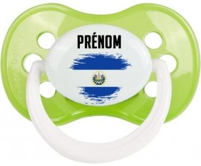 Drapeau effet pinceau Le Salvador avec prénom Sucette Anatomique Vert classique