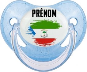 Drapeau effet pinceau Guinée Équatoriale avec prénom Sucete Physiologique Bleue à paillette