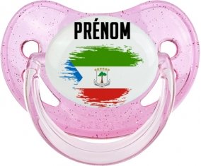 Drapeau effet pinceau Guinée Équatoriale avec prénom Sucete Physiologique Rose à paillette