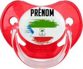 Drapeau effet pinceau Guinée Équatoriale avec prénom Sucete Physiologique Rouge à paillette