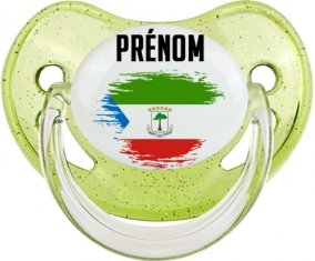 Drapeau effet pinceau Guinée Équatoriale avec prénom Sucete Physiologique Vert à paillette