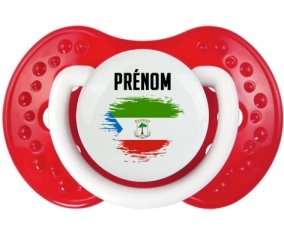 Drapeau effet pinceau Guinée Équatoriale avec prénom Tétine LOVI Dynamic Blanc-rouge classique