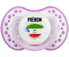 Drapeau effet pinceau Guinée Équatoriale avec prénom Tétine LOVI Dynamic Blanc-mauve classique