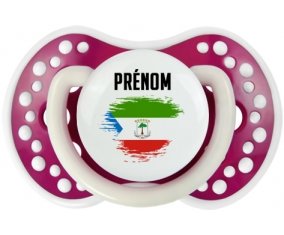 Drapeau effet pinceau Guinée Équatoriale avec prénom Tétine LOVI Dynamic Fuchsia phosphorescente
