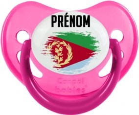 Drapeau effet pinceau Érythrée avec prénom Sucette Physiologique Rose phosphorescente