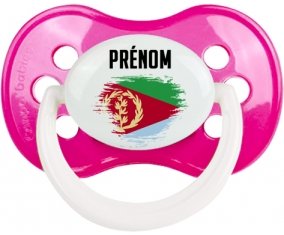 Drapeau effet pinceau Érythrée avec prénom Tétine Anatomique Rose foncé classique