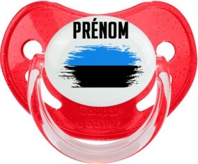 Drapeau effet pinceau Estonie avec prénom Sucette Physiologique Rouge à paillette