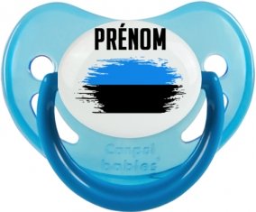 Drapeau effet pinceau Estonie avec prénom Sucette Physiologique Bleue phosphorescente