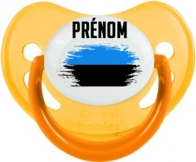 Drapeau effet pinceau Estonie avec prénom Sucette Physiologique Jaune phosphorescente