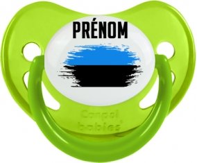Drapeau effet pinceau Estonie avec prénom Sucette Physiologique Vert phosphorescente