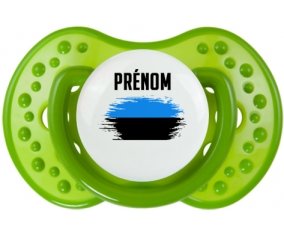 Drapeau effet pinceau Estonie avec prénom Sucette LOVI Dynamic Vert classique